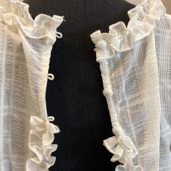 Selfie Leslie ruffle v neck white cut out long sleeve dress - Picture 13 of 14